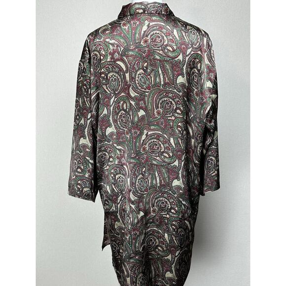 VTG Y2K Victoria's Secret Paisley Button Up Sleep Shirt Night Gown Large - Picture 8 of 15